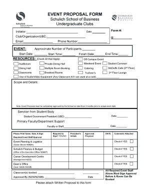 Sample budget proposal for sports event - EVENT PROPOSAL FORM - Schulich School of Business