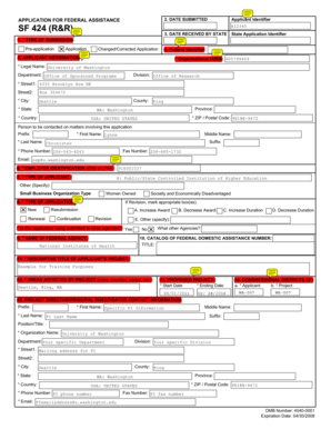 Federal Assistance Application Form