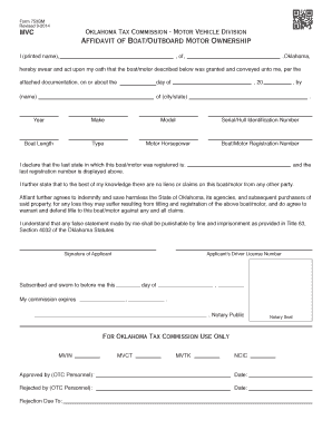 Oklahoma Boat Ownership Affidavit