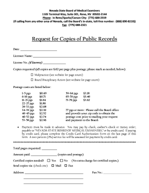 Nevada Medical Records Request Form
