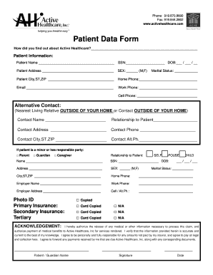Patient Data Form