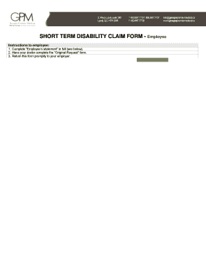 Short Term Disability Claim Form - Employee