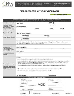 Direct Deposit Authorization Form