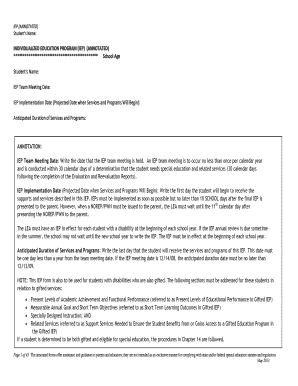 Individualized Education Program (IEP) Form