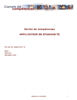 Carnet de compétences Applicateur en étanchéité