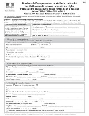 Dossier spécifique permettant de vérifier la conformité