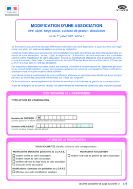 Formulaire de modification d'une association