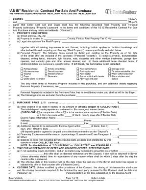 Florida AS IS Residential Contract For Sale And Purchase