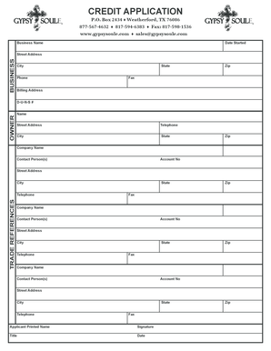 Credit Application Form