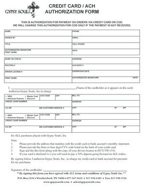 Credit Card ACH Authorization Form