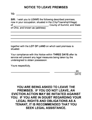 Notice to Leave Premises