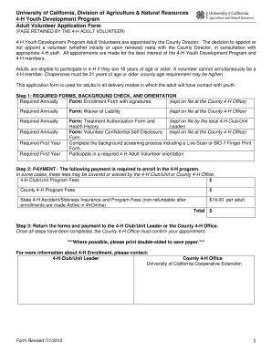 4-H Adult Volunteer Application Form