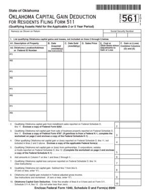 Oklahoma Capital Gain Deduction Form 561