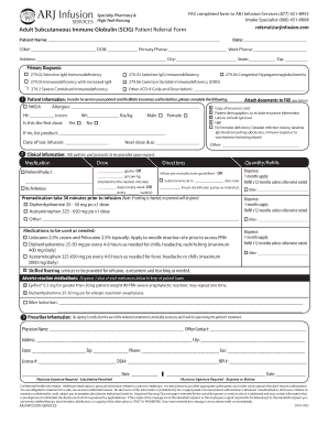Adult Subcutaneous Immune Globulin Patient Referral Form