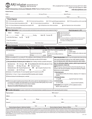 Adult Intravenous Immune Globulin Patient Referral Form