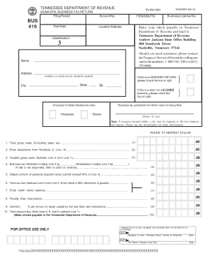 Tennessee Municipal Business Tax Return