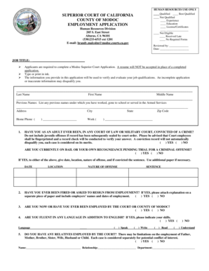 California Employment Application Form