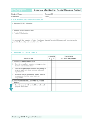HOME Monitoring Checklist 6-C