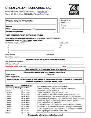 Tenant Card Request Form