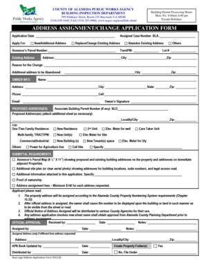 Alameda County Address Assignment Application Form