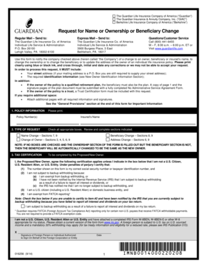 Guardian Life Insurance Name Change Form