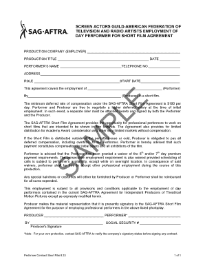 SAG-AFTRA Short Film Performer Agreement