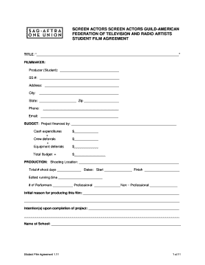 SAG-AFTRA Student Film Agreement