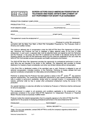 SAG-AFTRA Short Film Employment Agreement
