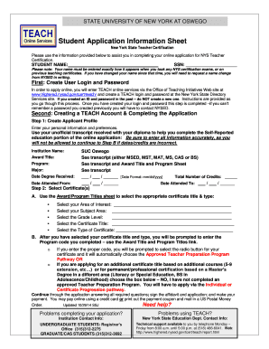 New York State Teacher Certification Application