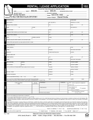 Oregon Rental Lease Application