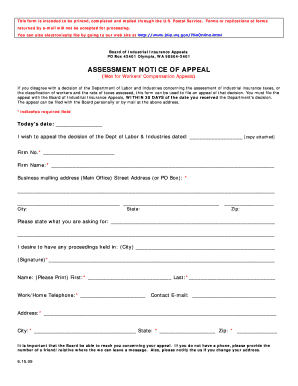 Assessment Notice of Appeal