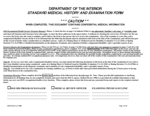 US Federal Standard Medical History and Examination Form