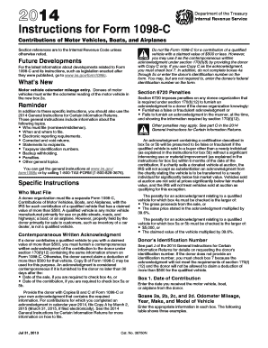 2014 Instructions for Form 1098-C, Contributions of Motor Vehicles ... - irs