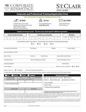 Corporate Training Registration Form