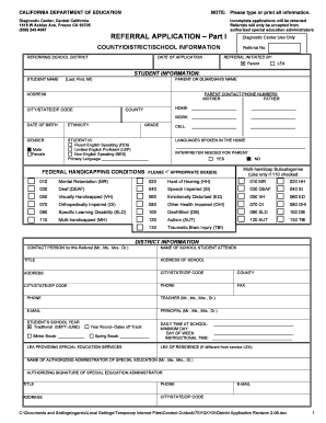 California Special Education Referral Application