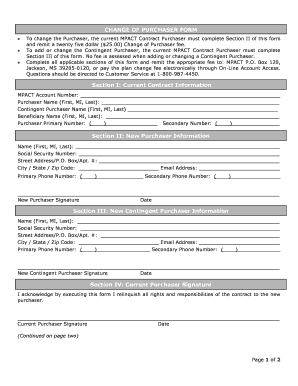MPACT Change of Purchaser Form