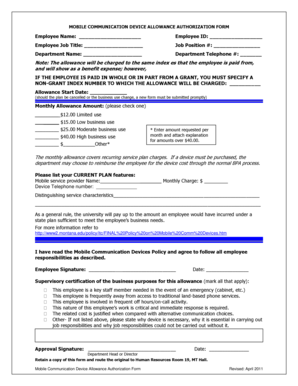 Mobile Communication Device Allowance Authorization Form