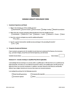 Variable Annuity Disclosure Form