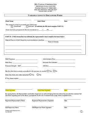 Variable Annuity Disclosure Form