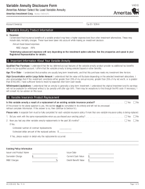Variable Annuity Disclosure Form VADIS
