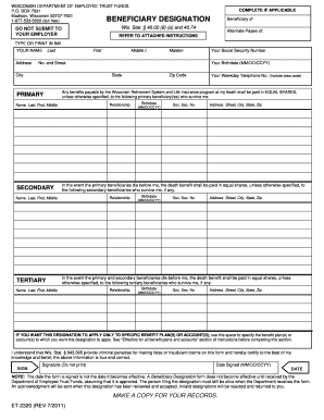 Wisconsin Beneficiary Designation Form