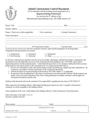 Massachusetts Construction Control Document