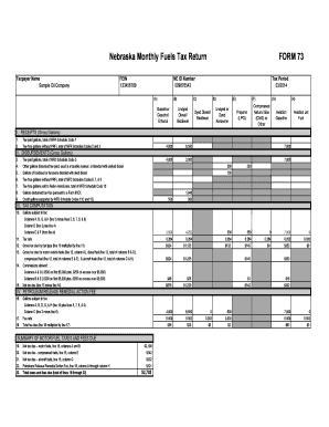 Nebraska Monthly Fuels Tax Return Form 73