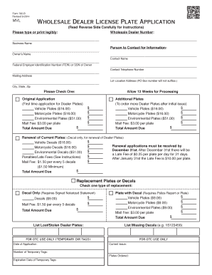 Oklahoma Wholesale Dealer License Plate Application
