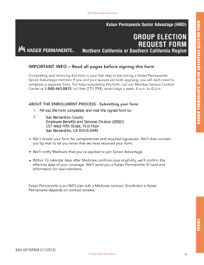 Kaiser Permanente Senior Advantage Election Form