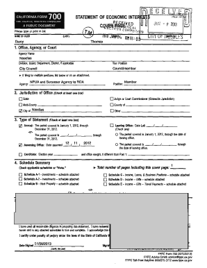 California Form 700 Statement of Economic Interests
