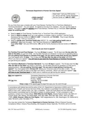 Tennessee DHS Eligibility Appeal Form