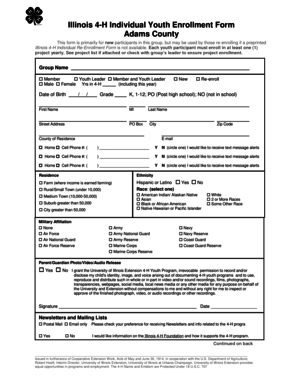 Illinois 4-H Individual Youth Enrollment Form