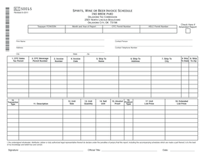 Oklahoma Spirits, Wine or Beer Invoice Schedule