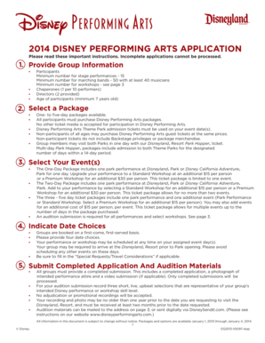 Disney Performing Arts Application